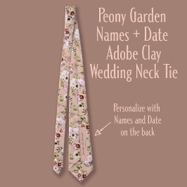 Peony Garden Names + Date Adobe Clay Wedding Stropdas