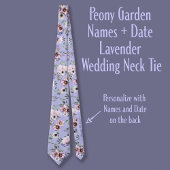 Peony Garden Names + Date Lavender Wedding Stropdas