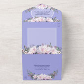 Peony Garden Periwinkle All in One Wedding Invite Uitnodiging (Buitenkant)