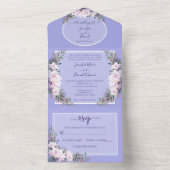 Peony Garden Periwinkle All in One Wedding Invite Uitnodiging (Binnen)