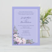 Peony Garden Periwinkle Lavender Wedding Kaart (Staand voorkant)