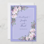 Peony Garden Periwinkle Lavender Wedding Kaart (Achterkant)