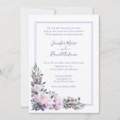 Peony Garden Periwinkle White Wedding Invitation Kaart (Voorkant)