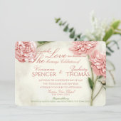 Peony Garden Romance bruiloft Kaart (Staand voorkant)