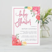 Peony Garden | Uitnodiging tot Baby shower (Staand voorkant)
