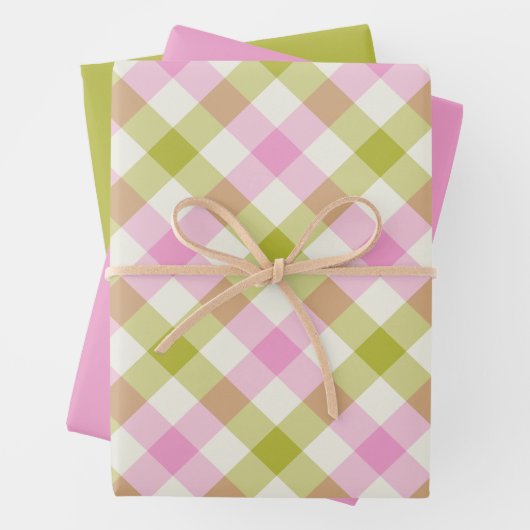 Peony Gingham Inpakpapier Vel (In situ)