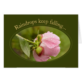 Peony glittering raindrops CC1046 Birtday card