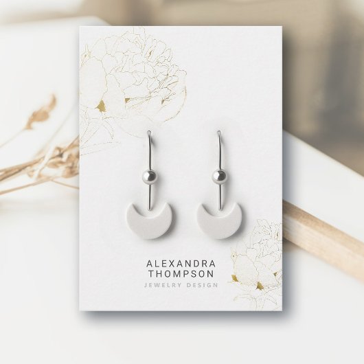 Peony *Goud Moderne Bloemen Schets Sieraden Displa Visitekaartje