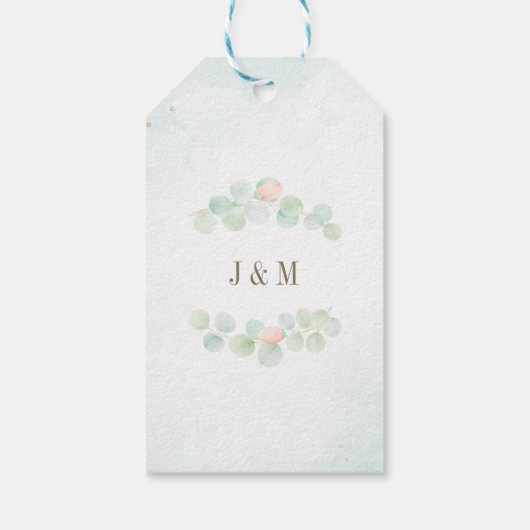 Peony Greenery Eucalyptus Monogram Weddenschap Wel Cadeaulabel (Achterkant)