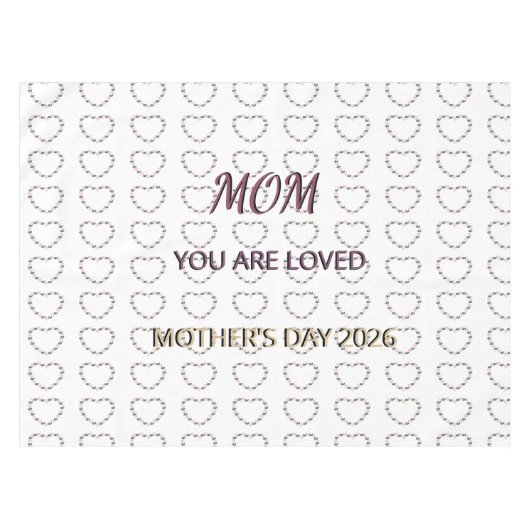 Peony Heart Celebration Pattern for Mom Tafelkleed (Voorkant (Horizontaal))