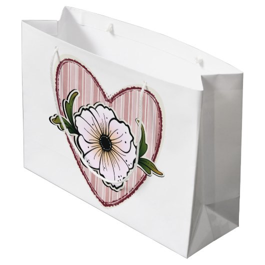 Peony Heart Groot Cadeauzakje (Achterkant Gekanteld)