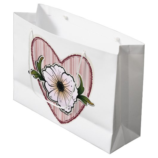 Peony Heart Groot Cadeauzakje (Voorkant Gekanteld)