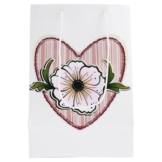 Peony Heart Medium Cadeauzakje (Achterkant)