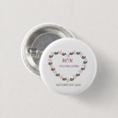 Peony Heart Mom Love Emblem Ronde Button 3,2 Cm (Voorkant /achterkant)