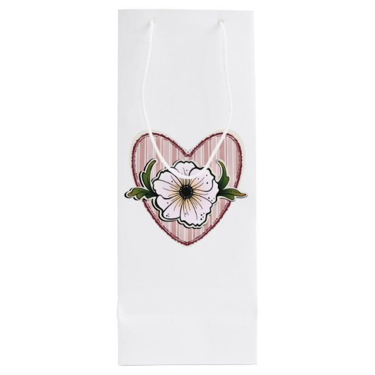 Peony Heart Wijn Cadeautas (Achterkant)