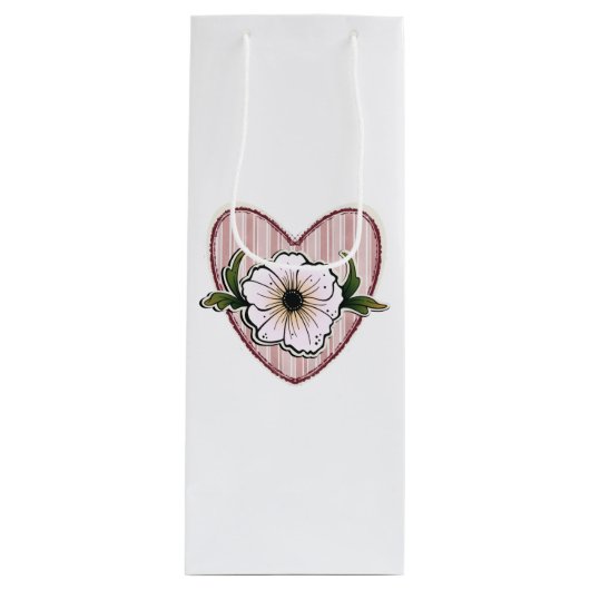 Peony Heart Wijn Cadeautas (Voorkant)