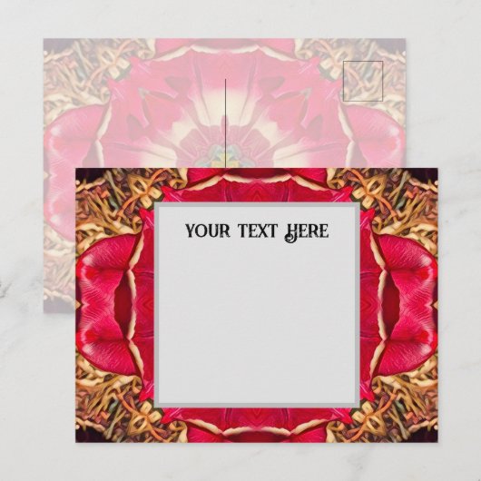 Peony Hearts Postcard Uitnodiging Briefkaart (Voorkant / Achterkant)