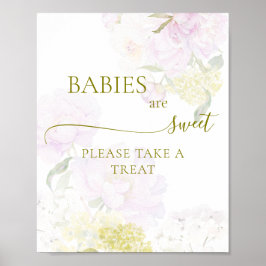 Peony Hydrangea Baby shower Baby's zijn zoet Poster