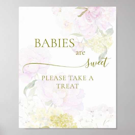 Peony Hydrangea Baby shower Baby's zijn zoet Poster (Voorkant)