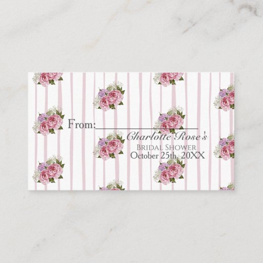 Peony hydrangea Bridal Display Shower Enclosure Informatiekaartje (Achterkant)