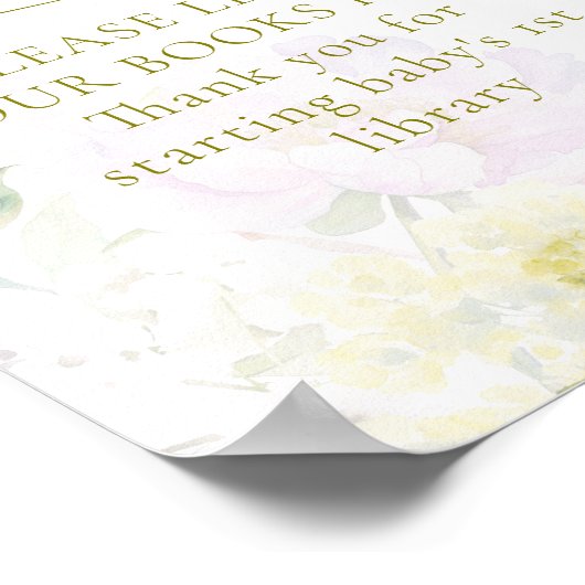 Peony Hydrangea Pastel Baby shower Boeken voor Bab Poster (Hoek)