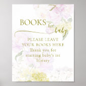Peony Hydrangea Pastel Baby shower Boeken voor Bab Poster (Voorkant)