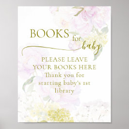 Peony Hydrangea Pastel Baby shower Boeken voor Bab Poster