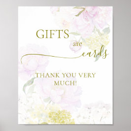 Peony Hydrangea Pastel Baby shower Cadeaus en Kaar Poster