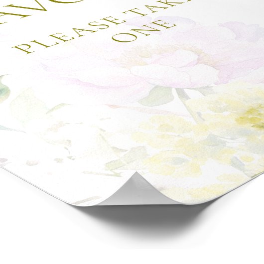 Peony Hydrangea Pastel Baby shower Favors Poster (Hoek)