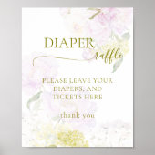 Peony Hydrangea Pastel Baby shower Luier Raffle Poster (Voorkant)