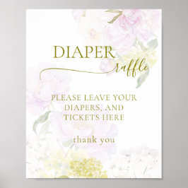 Peony Hydrangea Pastel Baby shower Luier Raffle Poster