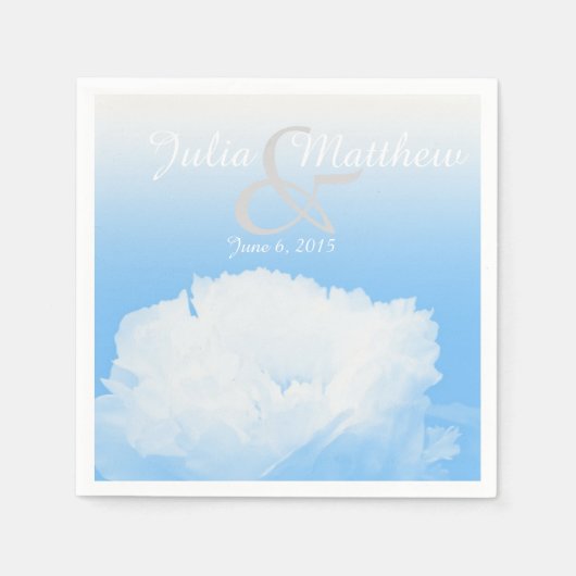 Peony in Blue Personalized Wedding Paper Napkin Servet (Voorkant)