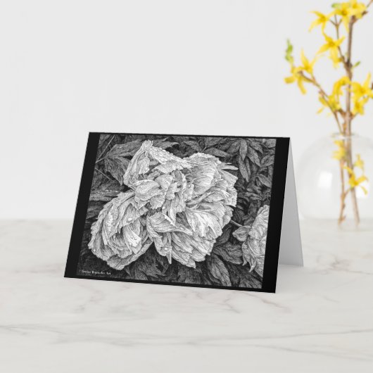 Peony in het wenskaart Rain Kaart (Gele Bloem)
