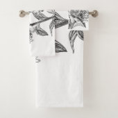 Peony-inkttekening Bad Handdoek (Insitu)