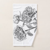 Peony-inkttekening Bad Handdoek (Handdoek)