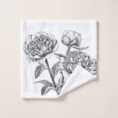 Peony-inkttekening Bad Handdoek (Wasdoekje)