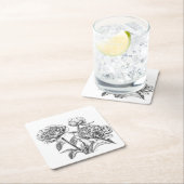 Peony-inkttekening Kartonnen Onderzetters (Insitu)