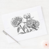 Peony-inkttekening Rechthoekige Sticker (Envelop)
