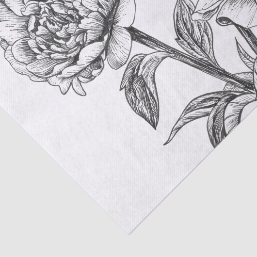 Peony-inkttekening Tissuepapier (Detail)
