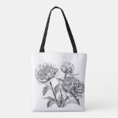 Peony-inkttekening Tote Bag (Achterkant)