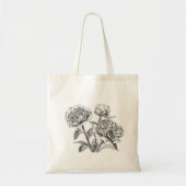 Peony-inkttekening Tote Bag (Voorkant)