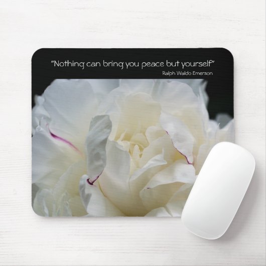 Peony Inner Peace Inspirerend Quote Mousepad Muismat (Met muis)