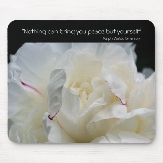 Peony Inner Peace Inspirerend Quote Mousepad Muismat (Voorkant)