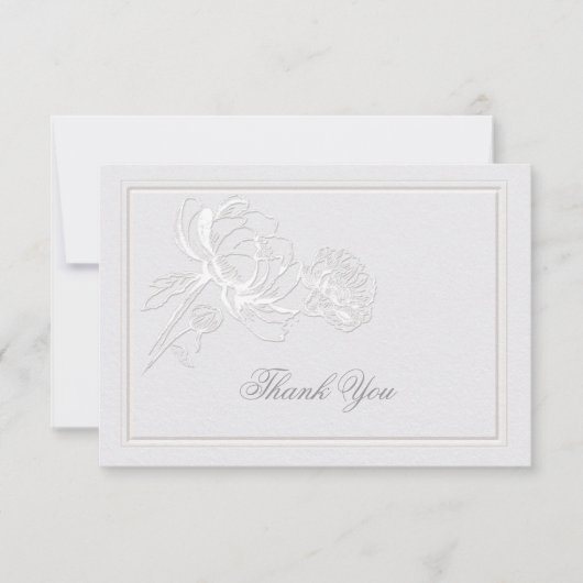 Peony Ivory Formeel Elegant Paar Notitie Trouwen Bedankkaart (Voorkant)