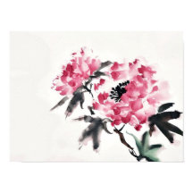 Peony Japanese minimal art painting 