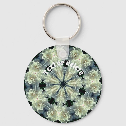 Peony Kaleidoscope Flower Art gepersonaliseerd Sleutelhanger (Voorkant)