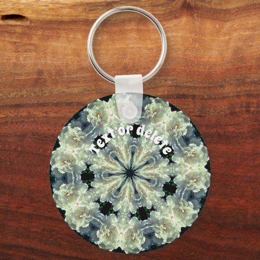 Peony Kaleidoscope Flower Art gepersonaliseerd Sleutelhanger (Achterkant)