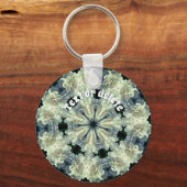 Peony Kaleidoscope Flower Art gepersonaliseerd Sleutelhanger (Voorkant)