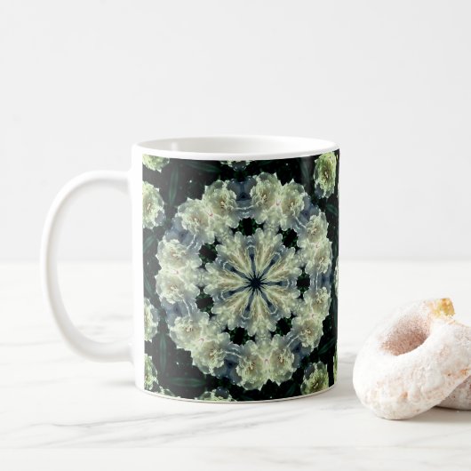 Peony Kaleidoscope Flower Art Koffiemok (Met donut)