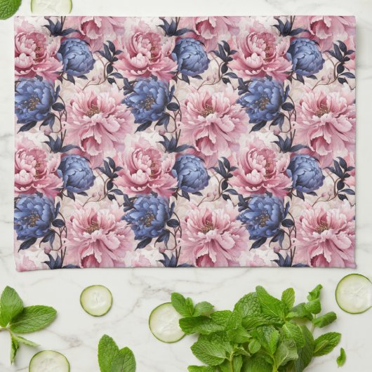 Peony keukenhanddoek (Gevouwen)